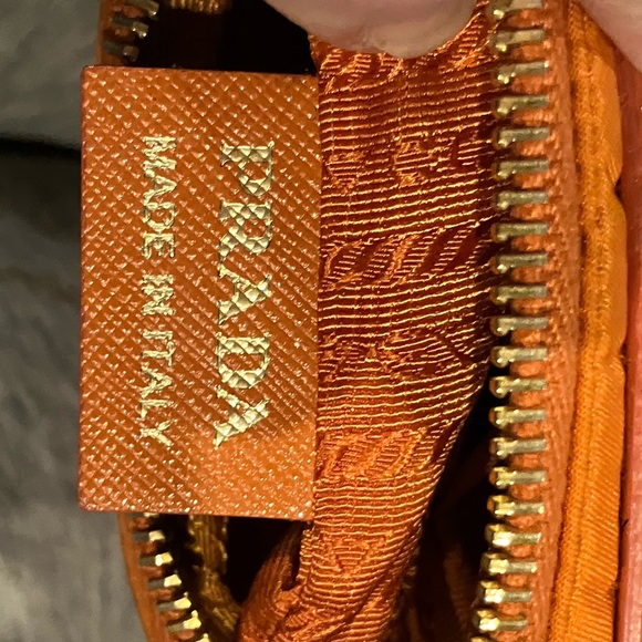 Prada Tessuto Oro Mini Crossbody in Papaya, with Auth Cards & Dust Bag, EUC - Picture 10 of 14